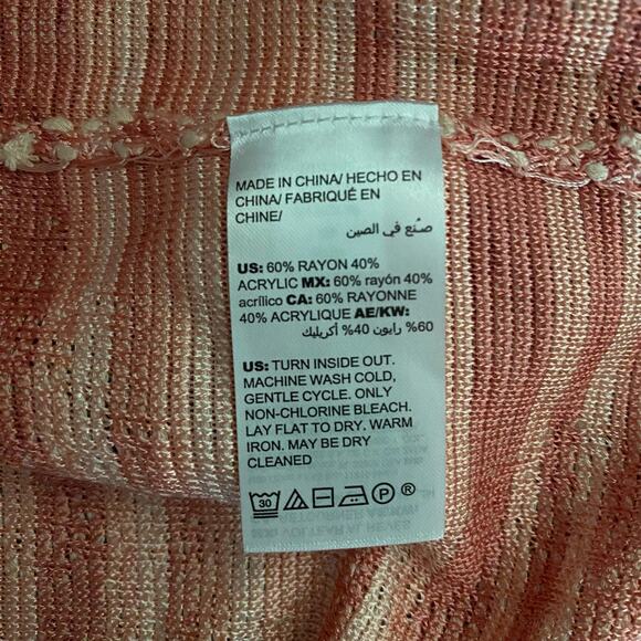 Chicos Size 0 US S Embroidered Striped Jacquard Cardigan Sweater Peach - Picture 4 of 4